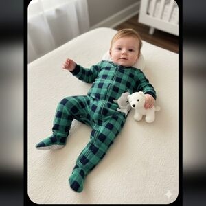 Green and Blue Checkered Kids One Piece